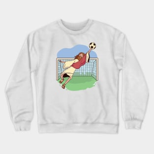 Jesus Saves // Funny Jesus Soccer Cartoon Crewneck Sweatshirt